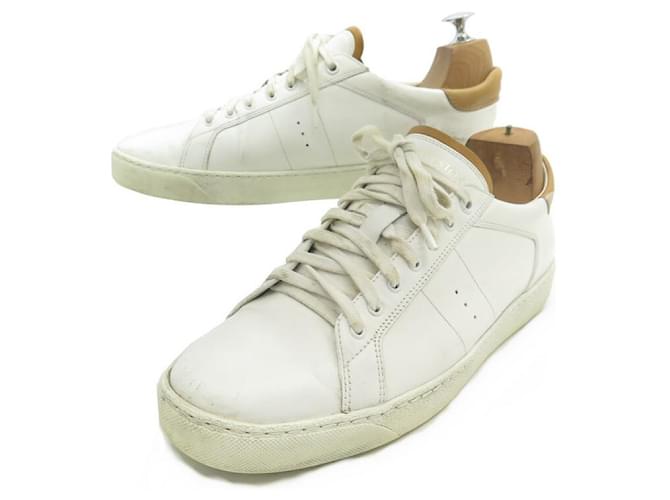 CHAUSSURES JM WESTON BASKETS ON TIME 8 42 CUIR BLANC LEATHER SNEAKERS SHOES  ref.588473