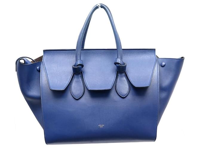 Céline SAC A MAIN CELINE TIE BAG MOYEN MODELE EN CUIR BLEU BLUE LEATHER HAND BAG  ref.588480
