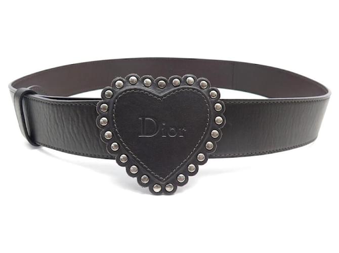 CHRISTIAN DIOR BELT WITH HEART BUCKLE T90 A CUIR BROWN HEART LEATHER BELT  ref.588486