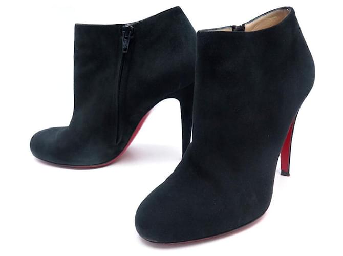 CHRISTIAN LOUBOUTIN BELLE SHOES 39 BOOTS WITH HEELS BLACK SUEDE BOOTS  ref.588616
