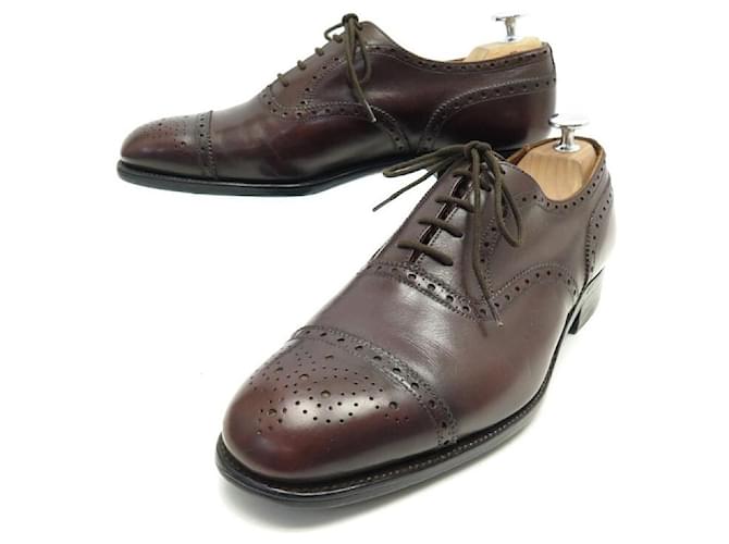 ZAPATOS JM WESTON RICHELIEU 410 punta floreada 7.5D 41.5 zapatos de cuero marrón Castaño  ref.588626
