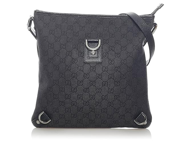 Gucci Black GG Canvas Abbey D-Ring Crossbody Bag Leather Cloth Pony-style calfskin Cloth  ref.588641