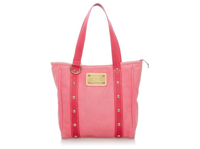 Louis Vuitton Pink Antigua Cabas MM Rot Leinwand Tuch  ref.588649