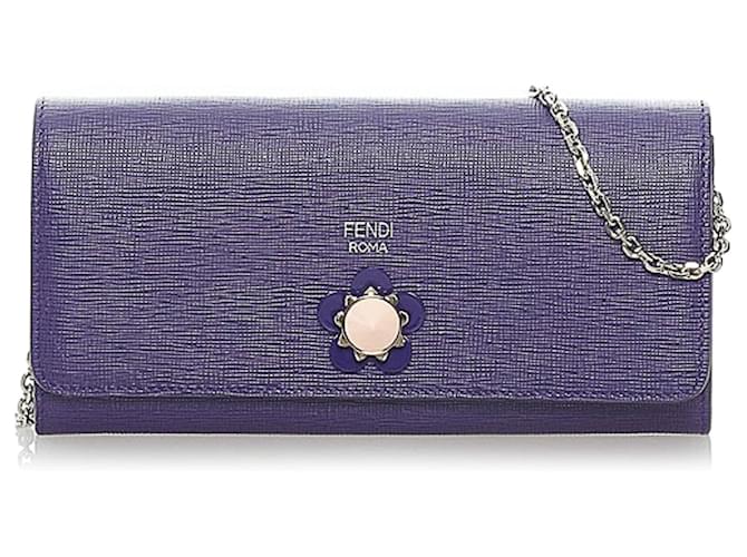 Fendi Purple Leather Wallet on Chain Pony-style calfskin  ref.588697