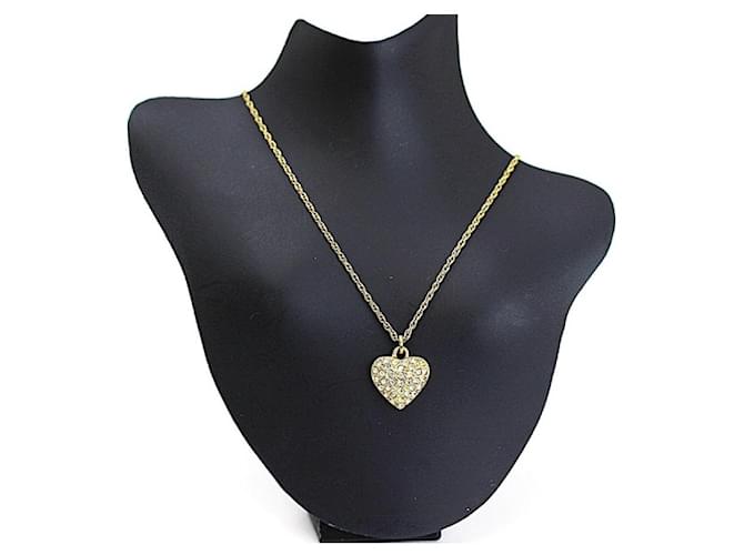 [Usado] Colar Christian Dior em forma de coração dourado  ref.588758