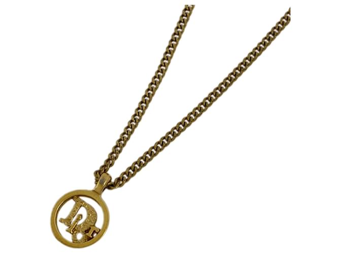 [Usado] Colar Christian Dior Christian Dior Circle Logo Pingente Dourado Banhado a ouro  ref.588789