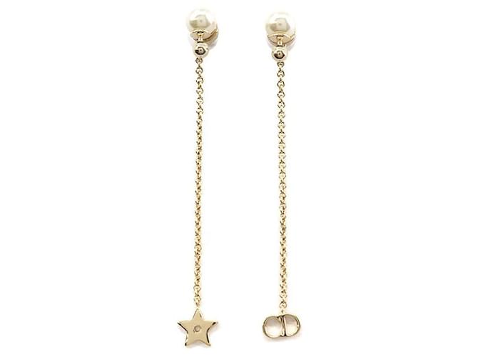[Gebraucht] Christian Dior Christian Dior CD Logo Fake Pearl Swing Ohrringe Gold Weiß Accessoires Ohrring Golden  ref.588790