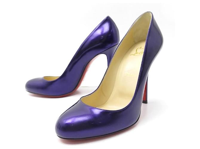 NEW CHRISTIAN LOUBOUTIN SHOES FIFI PUMPS 38 IN PURPLE PATENT LEATHER  ref.589006