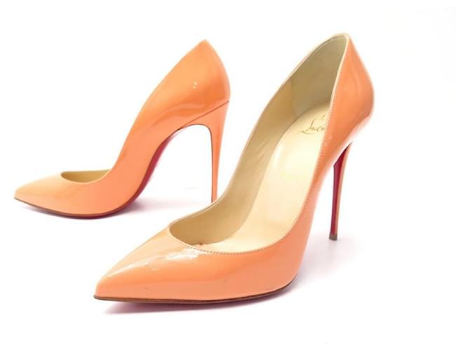 NEW CHRISTIAN LOUBOUTIN SHOES PIGALLE FOLLIES PATENT LEATHER PUMPS 39 Orange  ref.589009
