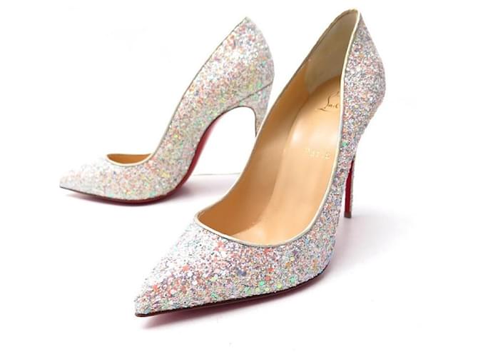 NEW CHRISTIAN LOUBOUTIN PIGALLE FOLLIES PUMPS SILVER SHOES 39 Silvery  ref.589022