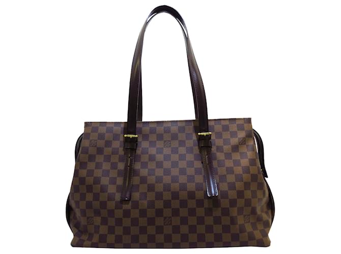 Louis Vuitton Brown Damier Ebene Chelsea Leather Cloth Pony-style calfskin  ref.589113