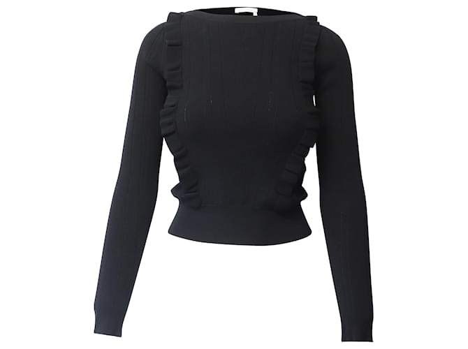 See by Chloé See by Chloe Ruffled Knitted Sweater in Black Viscose  Cellulose fibre  ref.589137