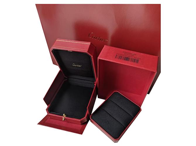 Cartier Mariage fiançailles Couple anneau intérieur et extérieur boîte sac en papier Rouge  ref.589186