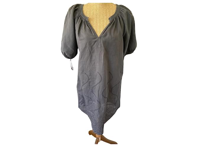 Diane Von Furstenberg Dresses Grey Linen  ref.589217