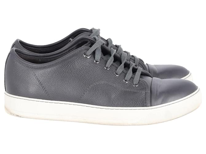 Lanvin Lace Up Sneakers in Grey Leather   ref.589236