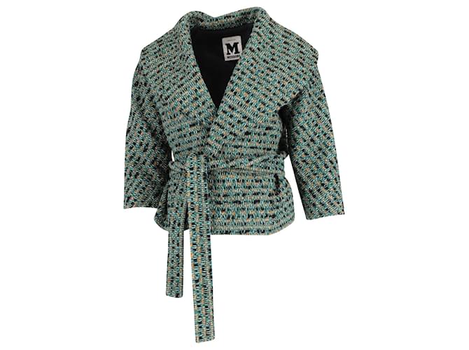 Cardigan a portafoglio in maglia Missoni in lana verde  ref.589251