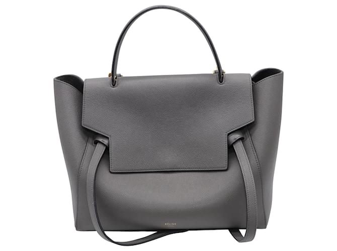 Céline Celine Mini Belt Top Handle Bag en cuir de veau gris Cuir  ref.589256