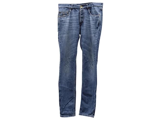 Brunello Cucinelli Traditional Slim Fit Jeans in Blue Cotton Denim  ref.589275
