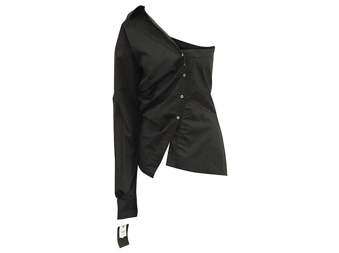 Marques Almeida Camisa Shift Assimétrica em Algodão Preto