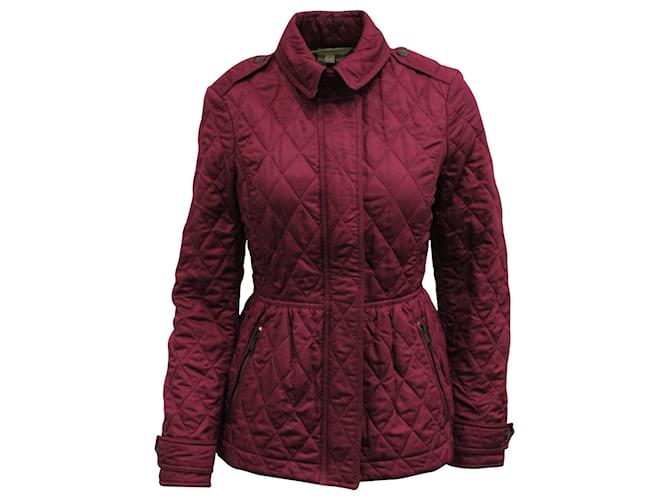 Burberry Brit Quilted Shell Jacket in Burgundy Polyester Red Dark red  ref.589309