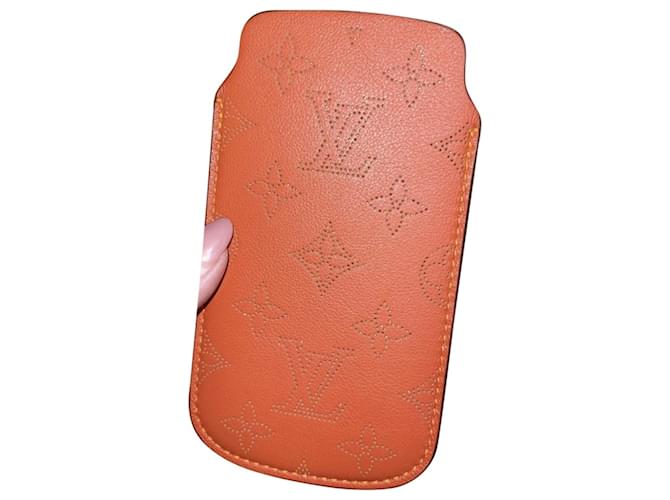 Louis Vuitton Iphone Case Orange Leather  ref.589313