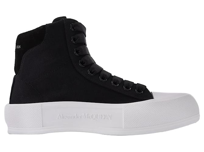 Alexander Mcqueen Sneakers in Tessuto Bianco e Nero Multicolore Pelle  ref.589361
