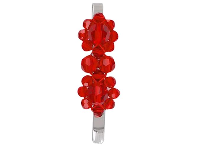 Simone Rocha Fermaglio per capelli con fiore di cristallo mini in rosso  ref.589367