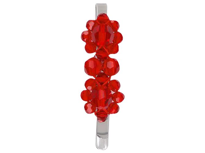 Simone Rocha Fermaglio per capelli con fiore di cristallo mini in rosso