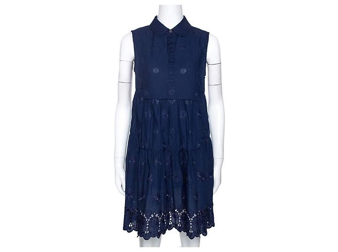 Diane Von Furstenberg Abito DvF blu scuro Kit con ricamo occhiello
