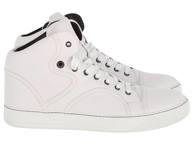 Lanvin High Top Sneakers in White Leather  ref.589427