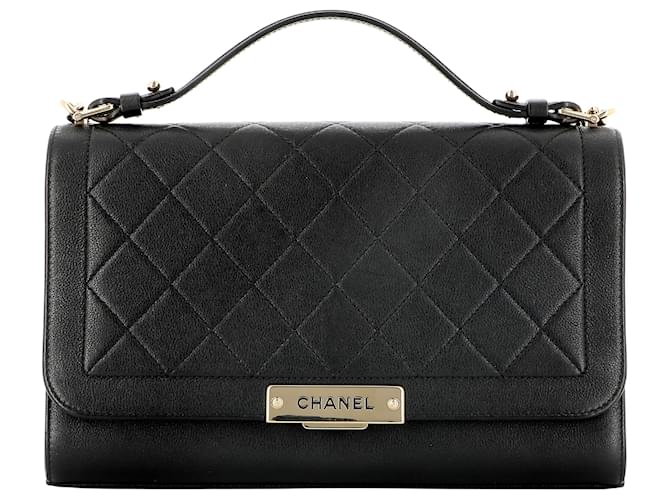 Classique Chanel Timeless Cuir Noir  ref.589432