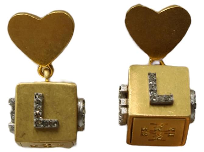 Tory Burch Love Cube Earrings in Gold Metal  Golden  ref.589450