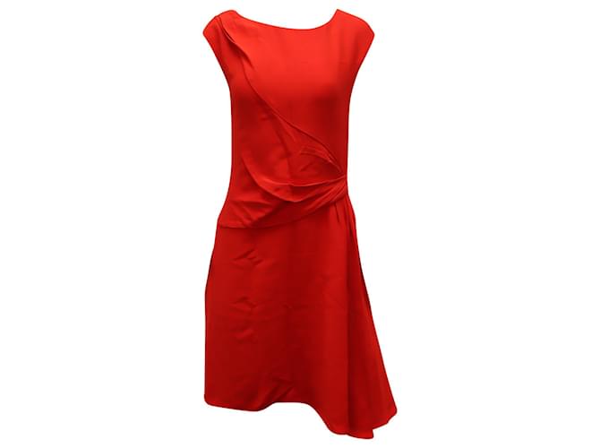 Vestido midi Prada Sheath em viscose vermelha Vermelho  ref.589452
