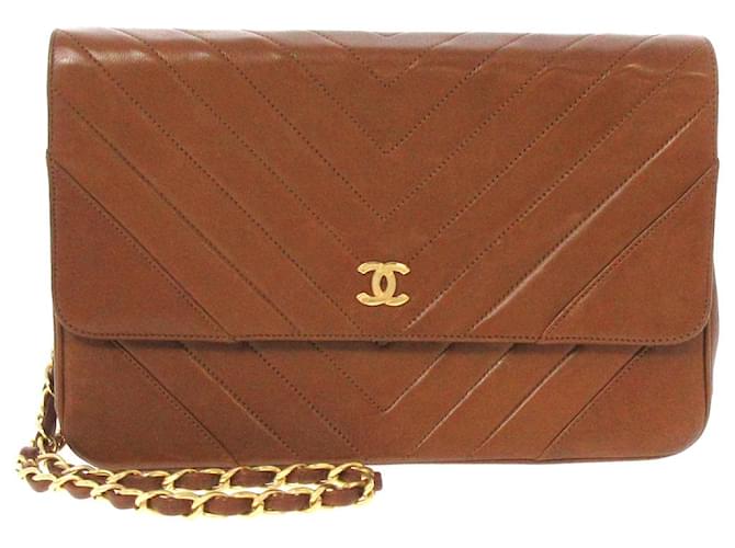 Wallet On Chain Carteira Chanel em corrente Marrom Bezerro-como bezerro  ref.589797