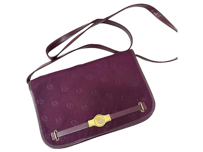 Borsa a tracolla Christian Dior in tessuto bordeaux