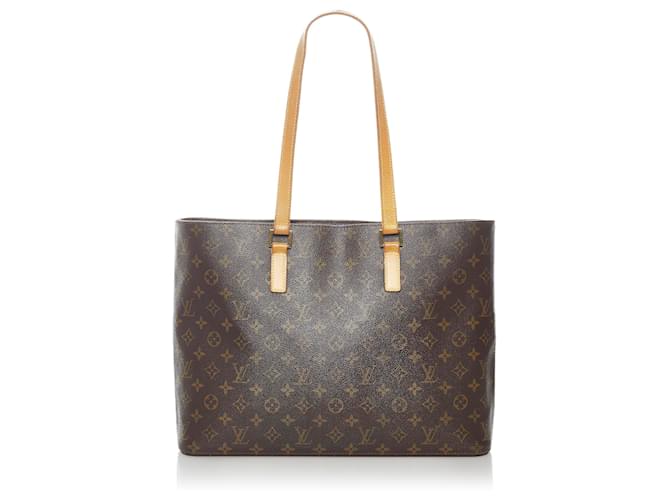 Louis Vuitton Brown Monogram Luco Tote Leather Cloth  ref.590210
