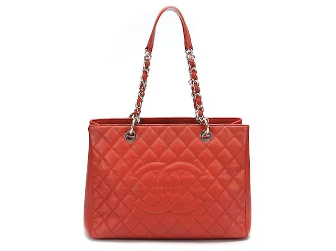 Chanel Caviar Grand Shopping Tote Red Leather  ref.590415