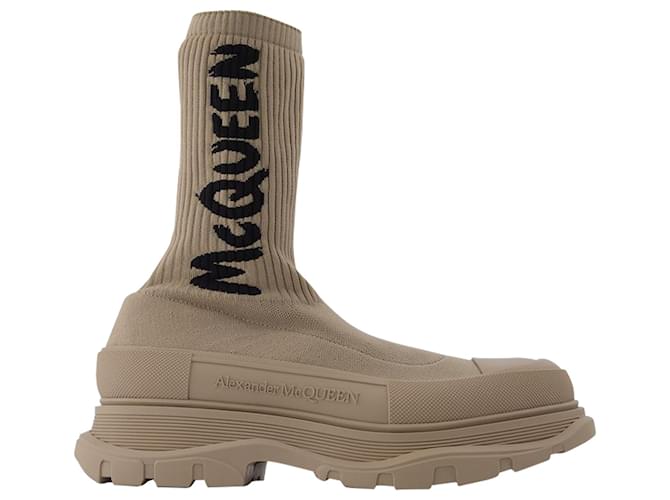 Alexander Mcqueen Sock Boots in Beige  ref.590418