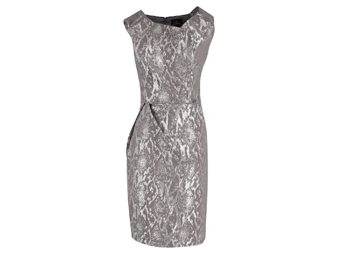 Vivienne Westwood Asymmetric Metallic Snakeskin Print Dress in Silver Cotton Silvery  ref.590451