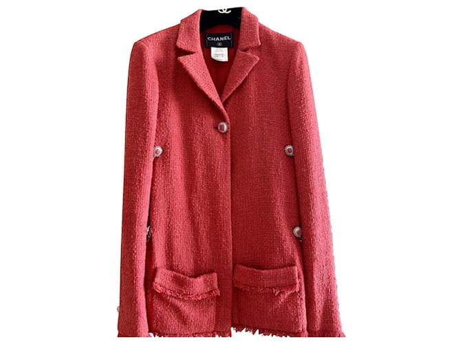 Chanel Jackets Red Cloth  ref.590456