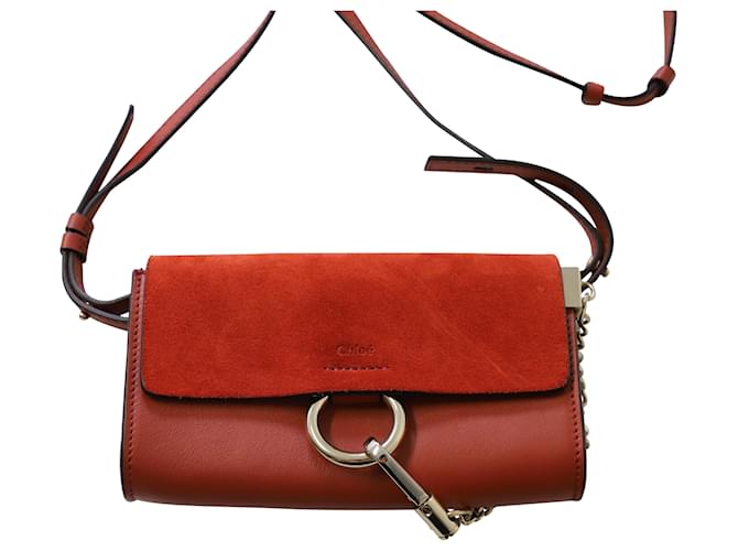 Chloé Chloe Faye Small Shoulder Bag in Red Leather   ref.590516