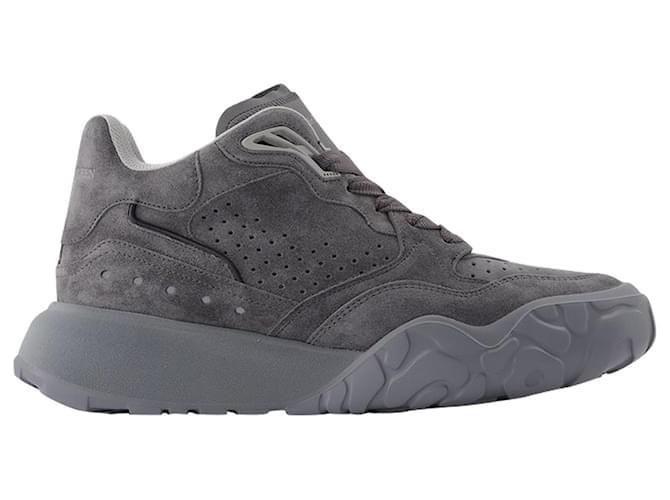 Alexander Mcqueen Sneaker High in Grey Leather  ref.590521