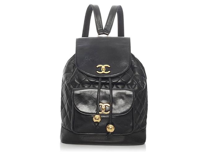 Chanel CC Matelasse Backpack Black Lambskin  ref.590561