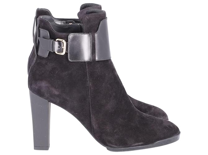 Tod's Belted Ankle Boots in Black Suede  ref.590568