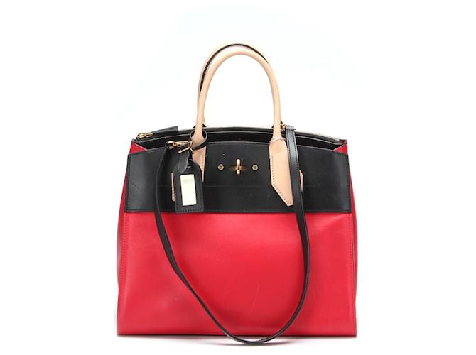 Louis Vuitton City Steamer Bag aus dreifarbigem Leder Rot Kalbähnliches Kalb  ref.590572