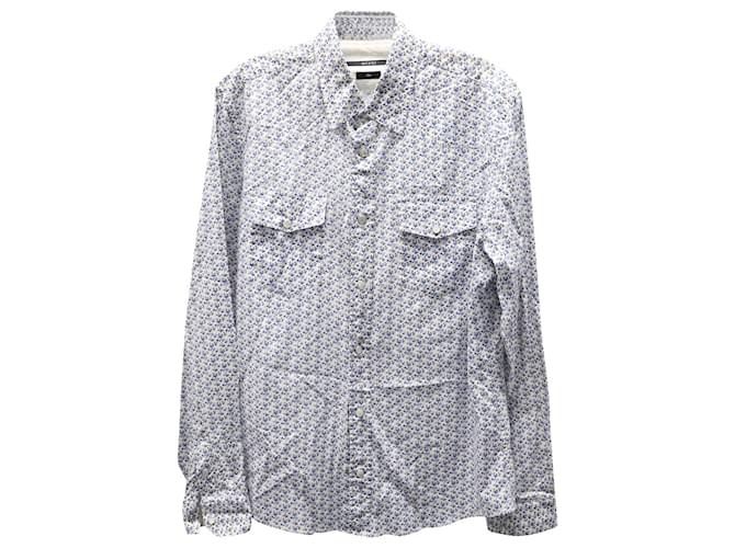 Gucci Blumen-Langarmhemd aus weißer Baumwolle  ref.590597