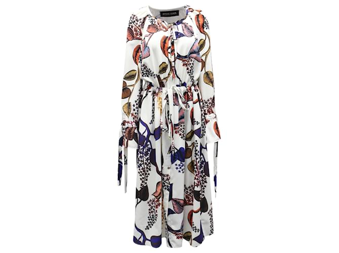Autre Marque Stine Goya Jacques Printed Midi Dress in White Polyester  ref.590598