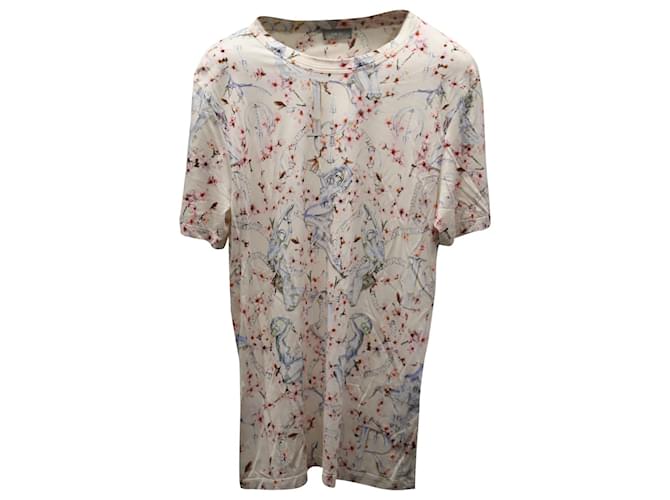 Dior x Sorayama Grafik-T-Shirt aus cremefarbener Seide Weiß Roh  ref.590606