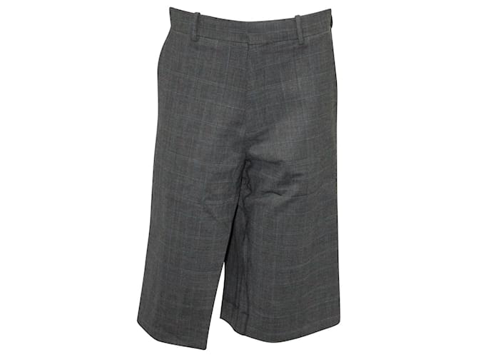 Balenciaga Check Tapered Cropped Trousers in Gray Wool Grey  ref.590627