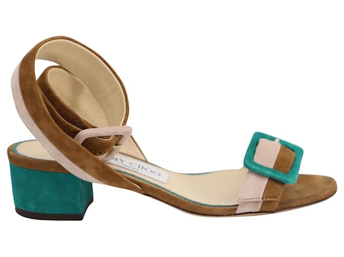 Jimmy Choo Dacha 35 Colorblock Sandals in Multicolor Suede Multiple colors  ref.590642